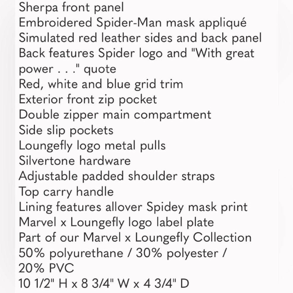 Loungefly Marvel Disney Spiderman Pocketbook/ Backpack. - Picture 7 of 7